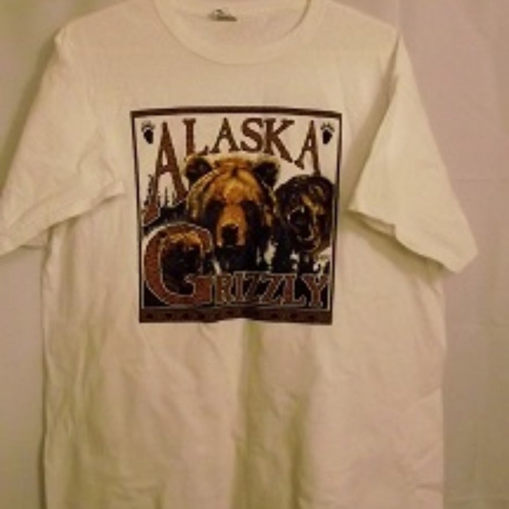 JERZEES T-Shirt, Men's XL, Grizzly's Alaska